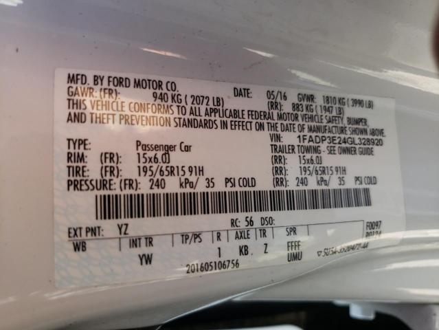 Photo 10 from auction – 2016 FORD FOCUS S with VIN 1FADP3E24GL328920