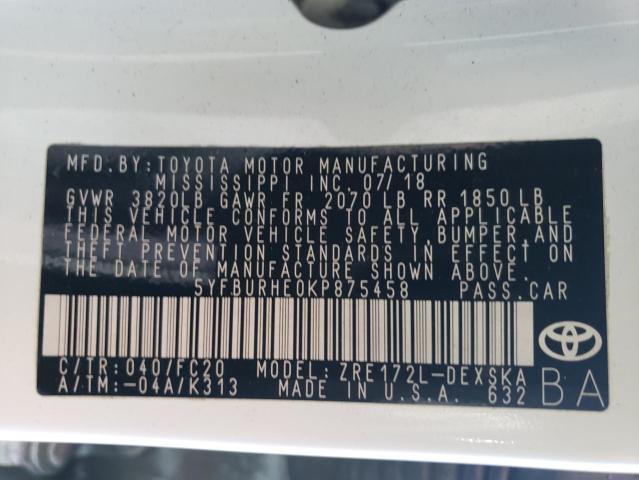 Photo 10 from auction – 2019 TOYOTA COROLLA L with VIN 5YFBURHE0KP875458
