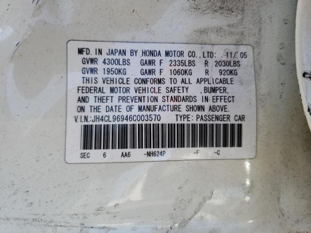 Photo 10 from auction – 2006 ACURA TSX with VIN JH4CL96946C003570