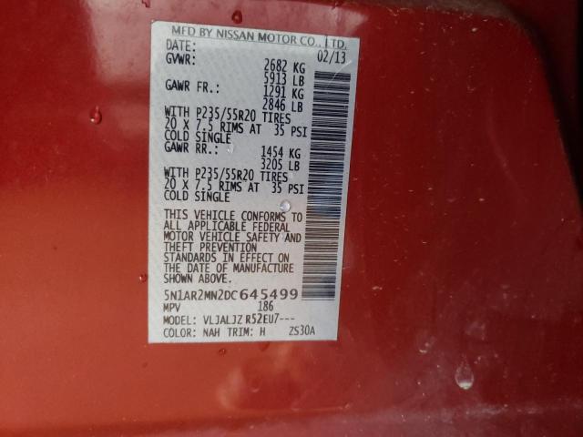 Photo 10 from auction – 2013 NISSAN PATHFINDER with VIN 5N1AR2MN2DC645499