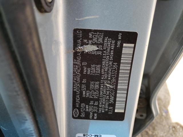 Photo 10 from auction – 2009 HYUNDAI SANTA FE G with VIN 5NMSG73D29H332384