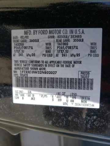 Photo 10 from auction – 2002 FORD F150 with VIN 1FTRX18W32NB02027