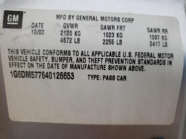Photo 10 from auction – 2004 CADILLAC CTS with VIN 1G6DM577640126653