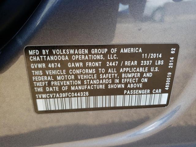 Photo 10 from auction – 2015 VOLKSWAGEN PASSAT SEL with VIN 1VWCV7A39FC044325