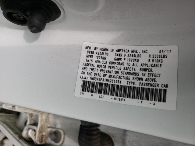 Photo 10 from auction – 2017 HONDA ACCORD with VIN 1HGCR2F31HA261354
