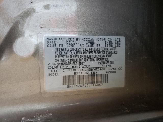Photo 10 from auction – 2016 NISSAN VERSA S with VIN 3N1CN7AP1GL916057