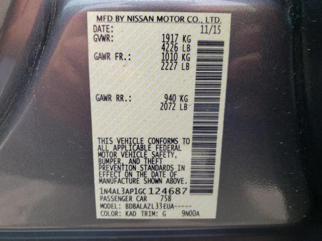 Photo 10 from auction – 2016 NISSAN ALTIMA 2.5 with VIN 1N4AL3AP1GC124687