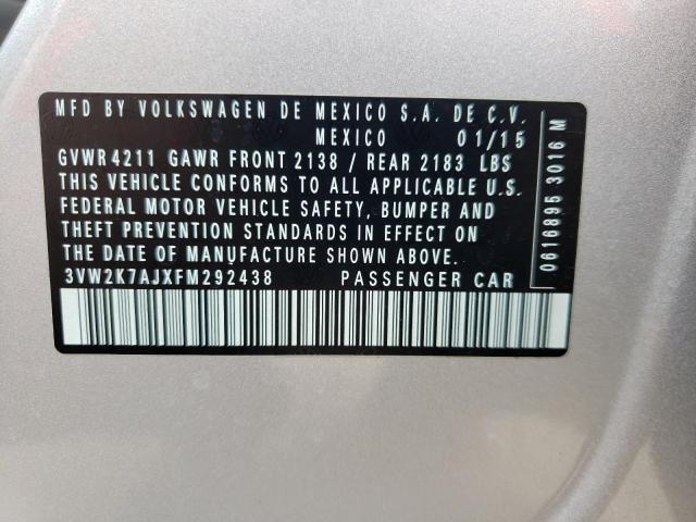Photo 10 from auction – 2015 VOLKSWAGEN JETTA BASE with VIN 3VW2K7AJXFM292438