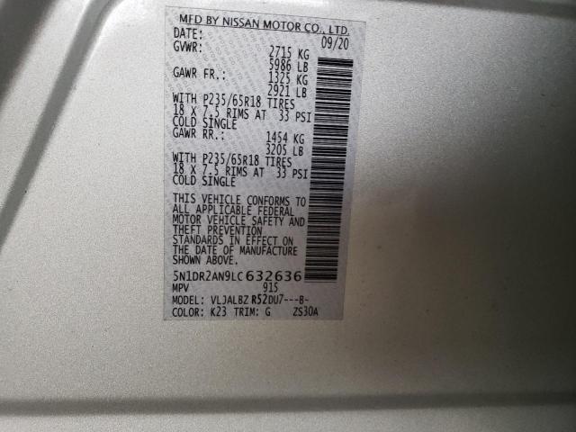 Photo 10 from auction – 2020 NISSAN PATHFINDER with VIN 5N1DR2AN9LC632636