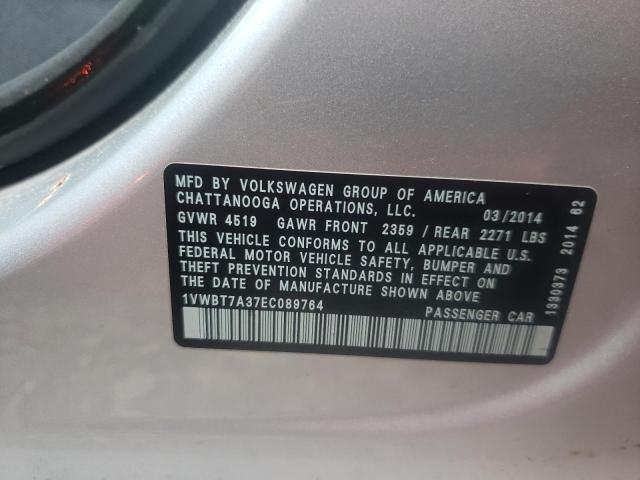 Photo 10 from auction – 2014 VOLKSWAGEN PASSAT SE with VIN 1VWBT7A37EC089764