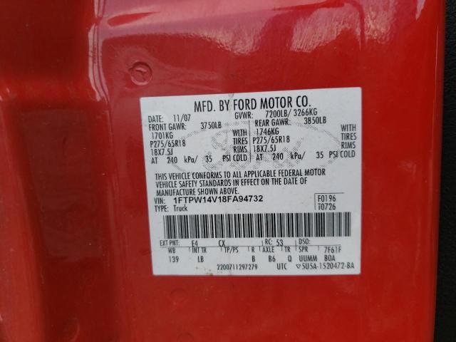 Photo 10 from auction – 2008 FORD F150 SUPER with VIN 1FTPW14V18FA94732