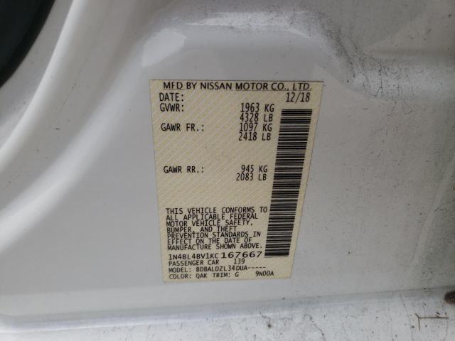 Photo 10 from auction – 2019 NISSAN ALTIMA S with VIN 1N4BL4BV1KC167667
