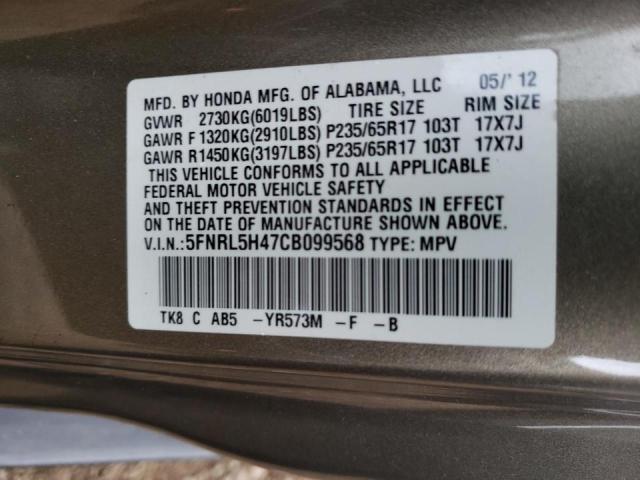 Photo 10 from auction – 2012 HONDA ODYSSEY EX with VIN 5FNRL5H47CB099568