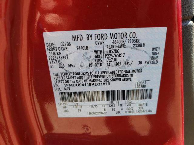Photo 10 from auction – 2008 FORD ESCAPE LIM with VIN 1FMCU94118KD31819