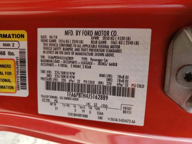 Photo 10 from auction – 2018 FORD MUSTANG with VIN 1FA6P8TH4J5162889