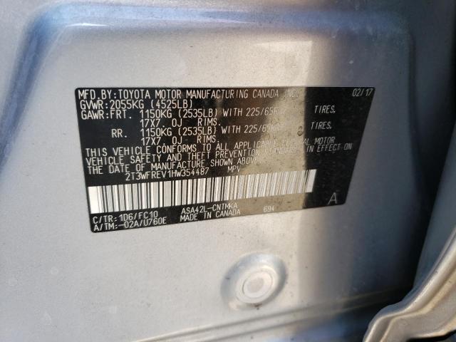 Photo 10 from auction – 2017 TOYOTA RAV4 XLE with VIN 2T3WFREV1HW354487