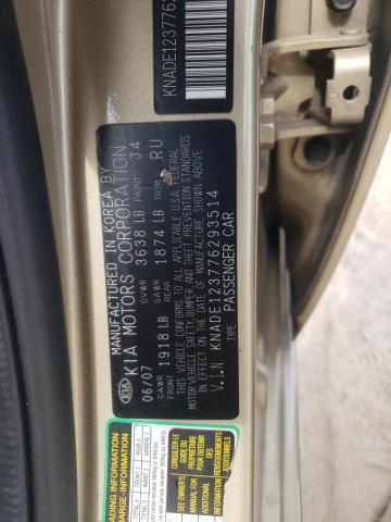 Photo 10 from auction – 2007 KIA RIO BASE with VIN KNADE123776293514