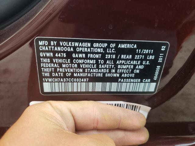 Photo 10 from auction – 2012 VOLKSWAGEN PASSAT SEL with VIN 1VWCH7A37CC032497