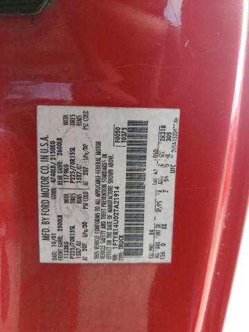Photo 10 from auction – 2002 FORD RANGER SUP with VIN 1FTYR14U02TA21914