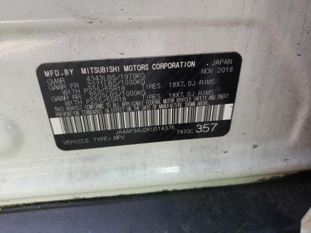 Photo 10 from auction – 2019 MITSUBISHI OUTLANDER with VIN JA4AP3AU2KU014376