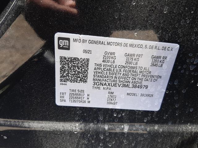 Photo 10 from auction – 2021 CHEVROLET EQUINOX LT with VIN 3GNAXUEV3ML384979