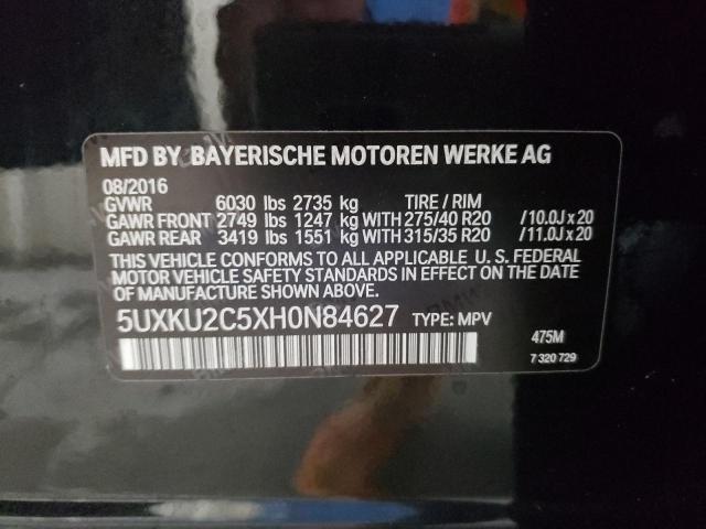 Photo 10 from auction – 2017 BMW X6 XDRIVE3 with VIN 5UXKU2C5XH0N84627