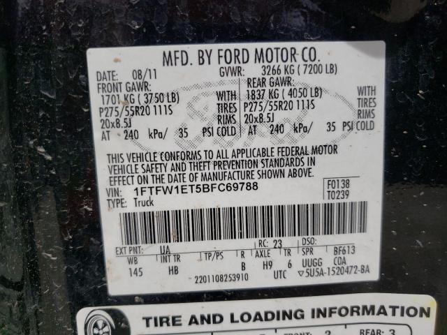 Photo 10 from auction – 2011 FORD F150 SUPER with VIN 1FTFW1ET5BFC69788