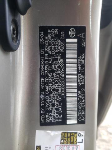 Photo 10 from auction – 2004 TOYOTA PRIUS with VIN JTDKB22U140062995