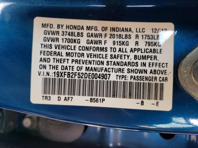 Photo 10 from auction – 2013 HONDA CIVIC LX with VIN 19XFB2F52DE004907