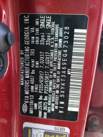 Photo 10 from auction – 2014 KIA SORENTO LX with VIN 5XYKT3A69EG473028