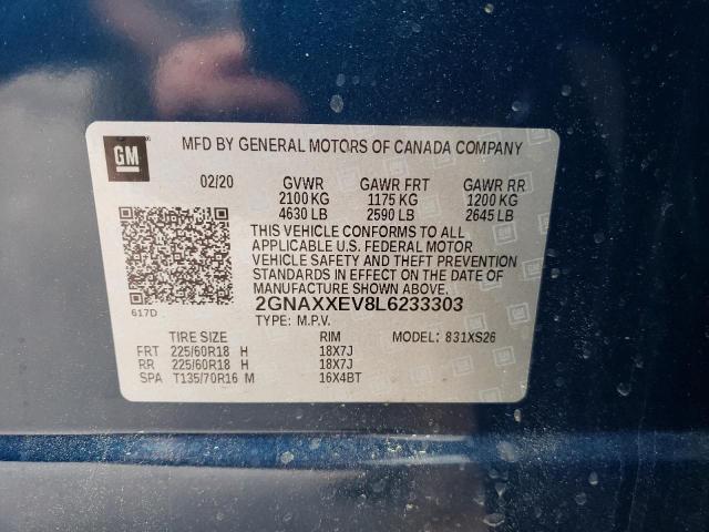 Photo 10 from auction – 2020 CHEVROLET EQUINOX PR with VIN 2GNAXXEV8L6233303