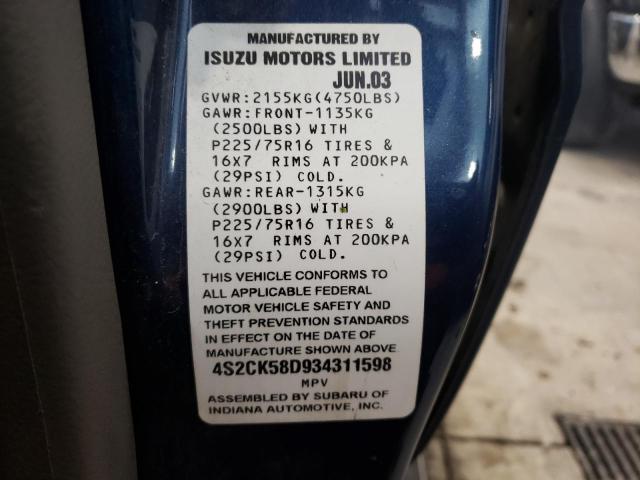 Zdjęcie 10 z aukcji – 2003 ISUZU RODEO S z VIN 4S2CK58D934311598