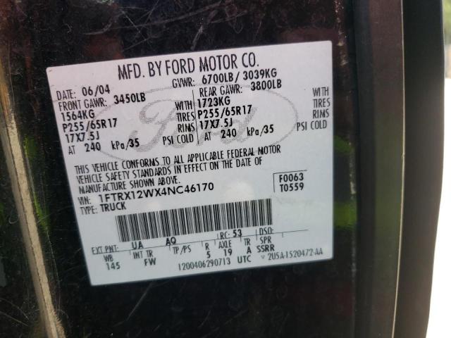 Photo 10 from auction – 2004 FORD F150 with VIN 1FTRX12WX4NC46170