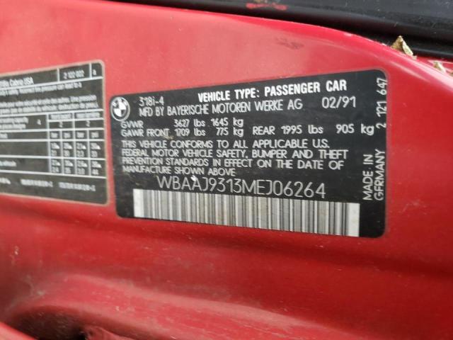 Photo 10 from auction – 1991 BMW 318 I with VIN WBAAJ9313MEJ06264
