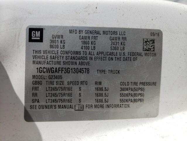 Photo 10 from auction – 2016 CHEVROLET EXPRESS G2 with VIN 1GCWGAFF3G1304578