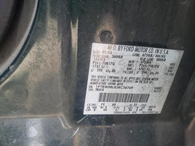 Photo 10 from auction – 2003 FORD F150 SUPER with VIN 1FTRW08L83KC56769