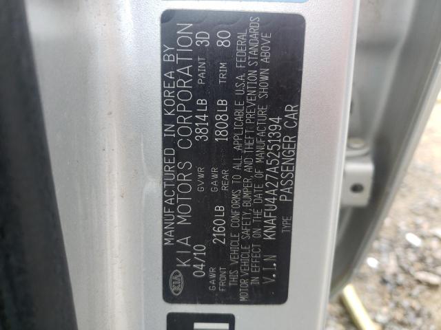 Photo 10 from auction – 2010 KIA FORTE EX with VIN KNAFU4A27A5251394