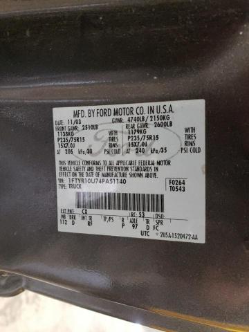 Photo 10 from auction – 2004 FORD RANGER with VIN 1FTYR10U74PA51140