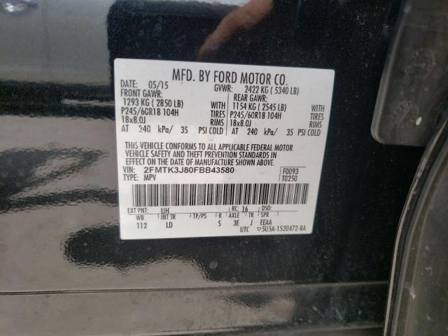 Photo 10 from auction – 2015 FORD EDGE SEL with VIN 2FMTK3J80FBB43580