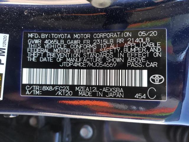 Photo 10 from auction – 2021 TOYOTA COROLLA SE with VIN JTDP4MCE7MJ054669