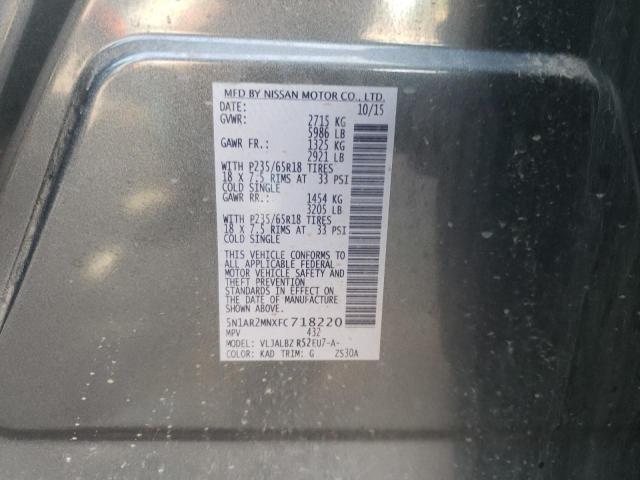 Photo 10 from auction – 2015 NISSAN PATHFINDER with VIN 5N1AR2MNXFC718220