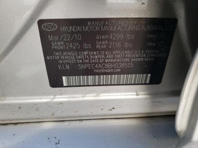 Photo 10 from auction – 2011 HYUNDAI SONATA SE with VIN 5NPEC4AC8BH038515