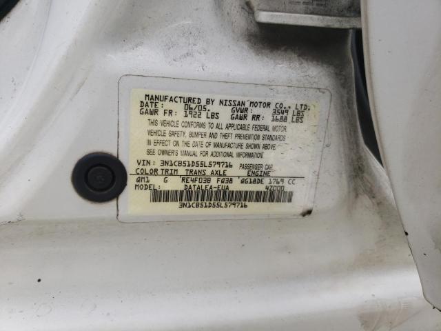Photo 10 from auction – 2005 NISSAN SENTRA 1.8 with VIN 3N1CB51D55L579716