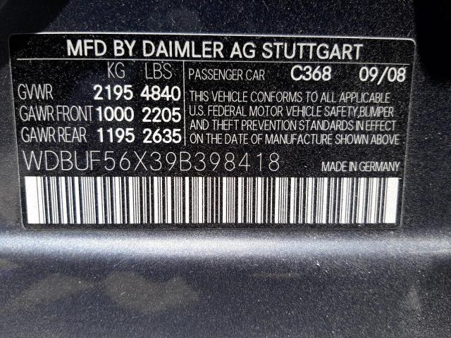 Photo 10 from auction – 2009 MERCEDES-BENZ E 350 with VIN WDBUF56X39B398418