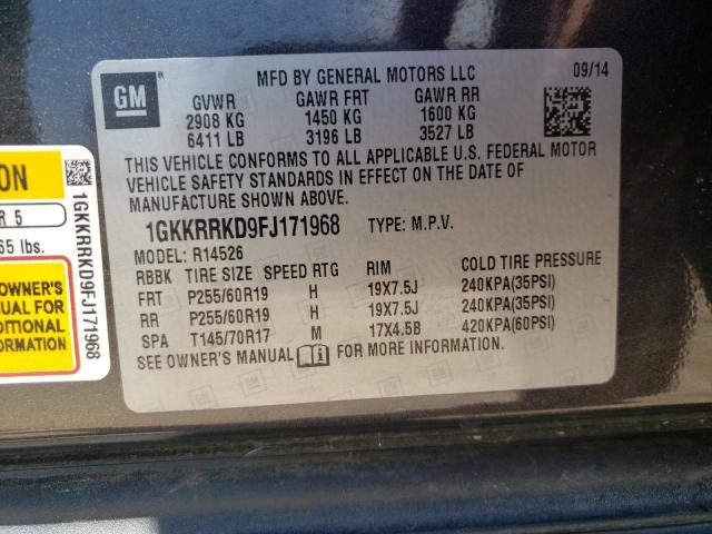Photo 10 from auction – 2015 GMC ACADIA SLT with VIN 1GKKRRKD9FJ171968