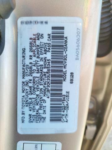 Photo 10 from auction – 2003 TOYOTA CAMRY LE with VIN 4T1BF30K33U565345