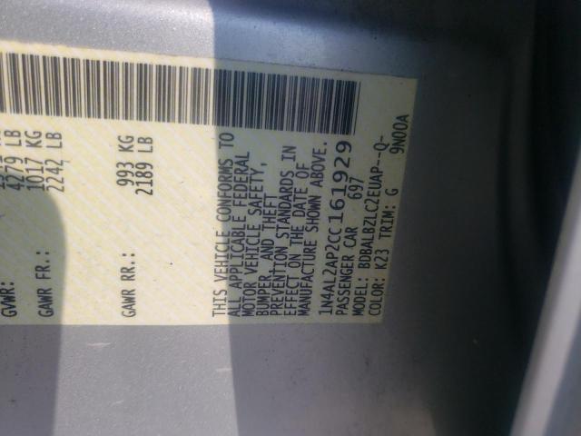 Photo 10 from auction – 2012 NISSAN ALTIMA with VIN 1N4AL2AP2CC161929