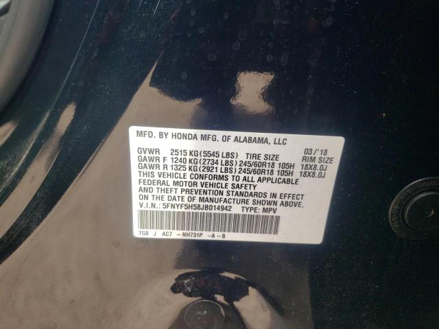 Photo 10 from auction – 2018 HONDA PILOT EXL with VIN 5FNYF5H58JB014942