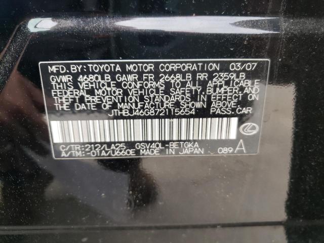 Photo 10 from auction – 2007 LEXUS ES 350 with VIN JTHBJ46G872115654
