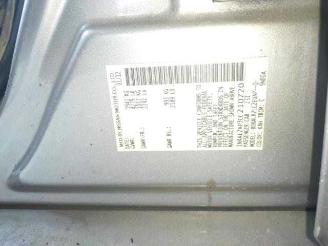 Photo 10 from auction – 2012 NISSAN ALTIMA BAS with VIN 1N4AL2AP3CC210720